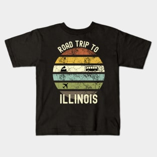 Road Trip To Illinois, Family Trip To Illinois, Holiday Trip to Illinois, Family Reunion in Illinois, Holidays in Illinois, Vacation in Kids T-Shirt